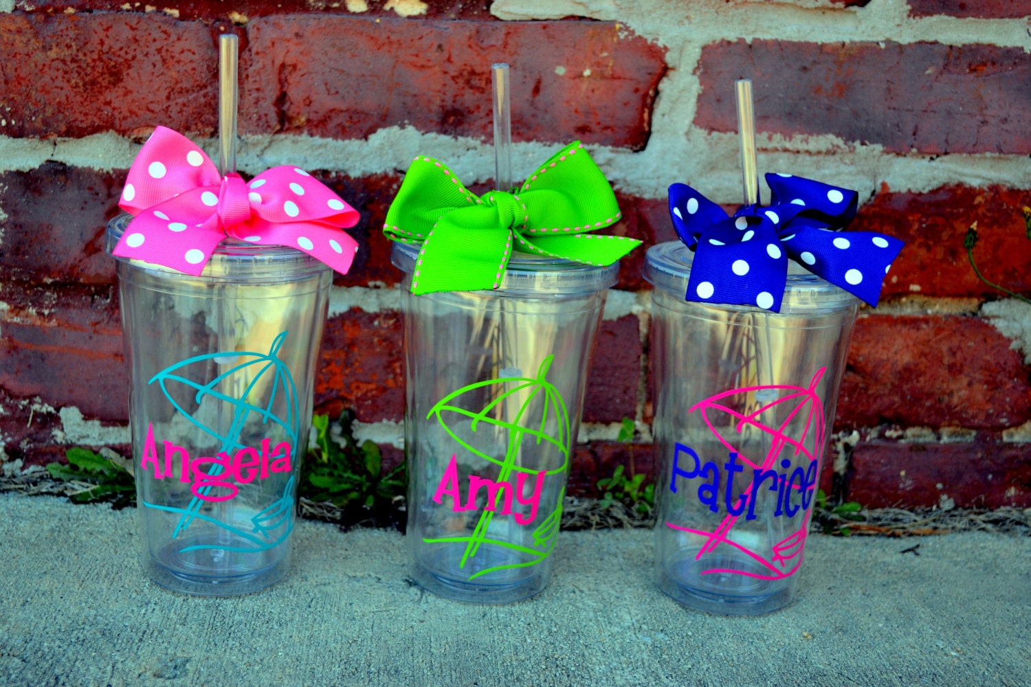Beach Theme CLEAR Personalized - 16oz - Tumbler cup with Lid & Straw - Nautical - Bridesmaid Gift