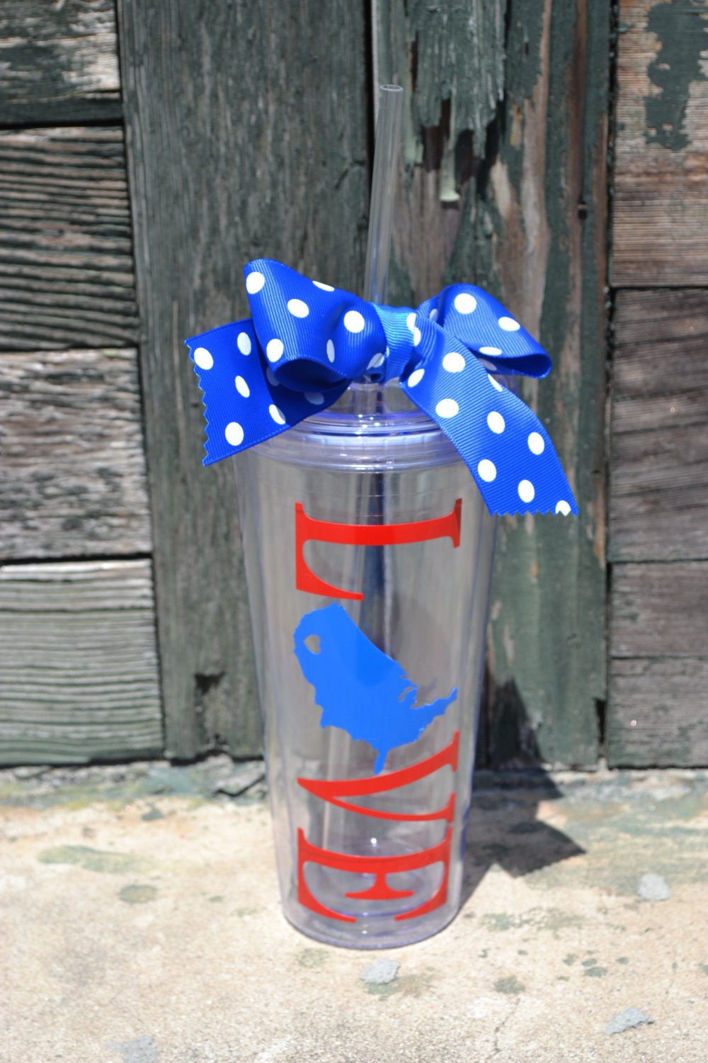 Personalized 20 oz. USA LOVE Tumbler - Great for the 4th of July