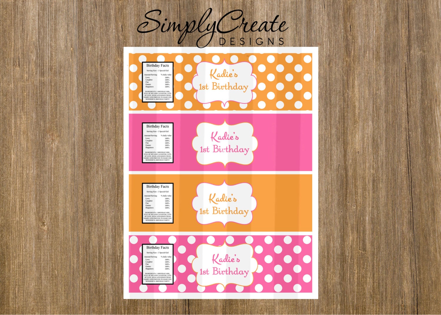 Water Bottle Label 8.5x11 JPEG sheet Personalized Il_570xn