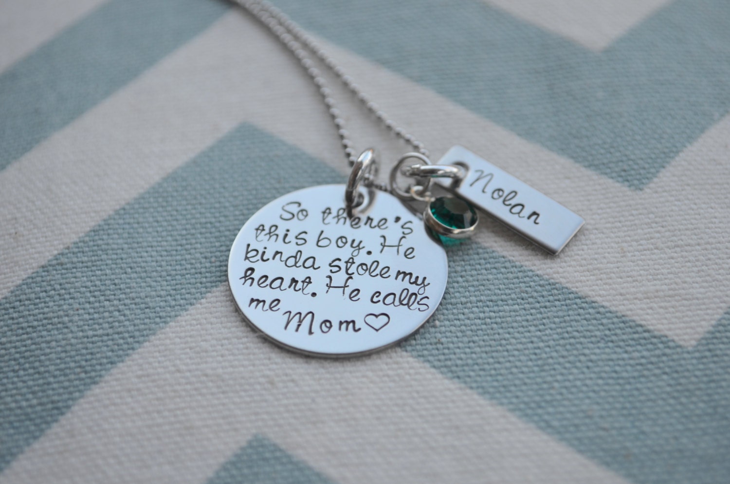 Hand Stamped Personalized Pendant So There's This Boy