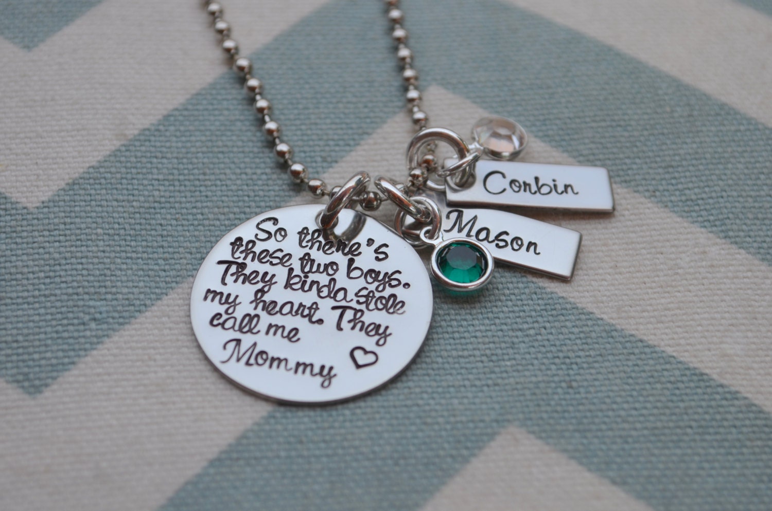 Hand Stamped Personalized Pendant So There's These Two Boys