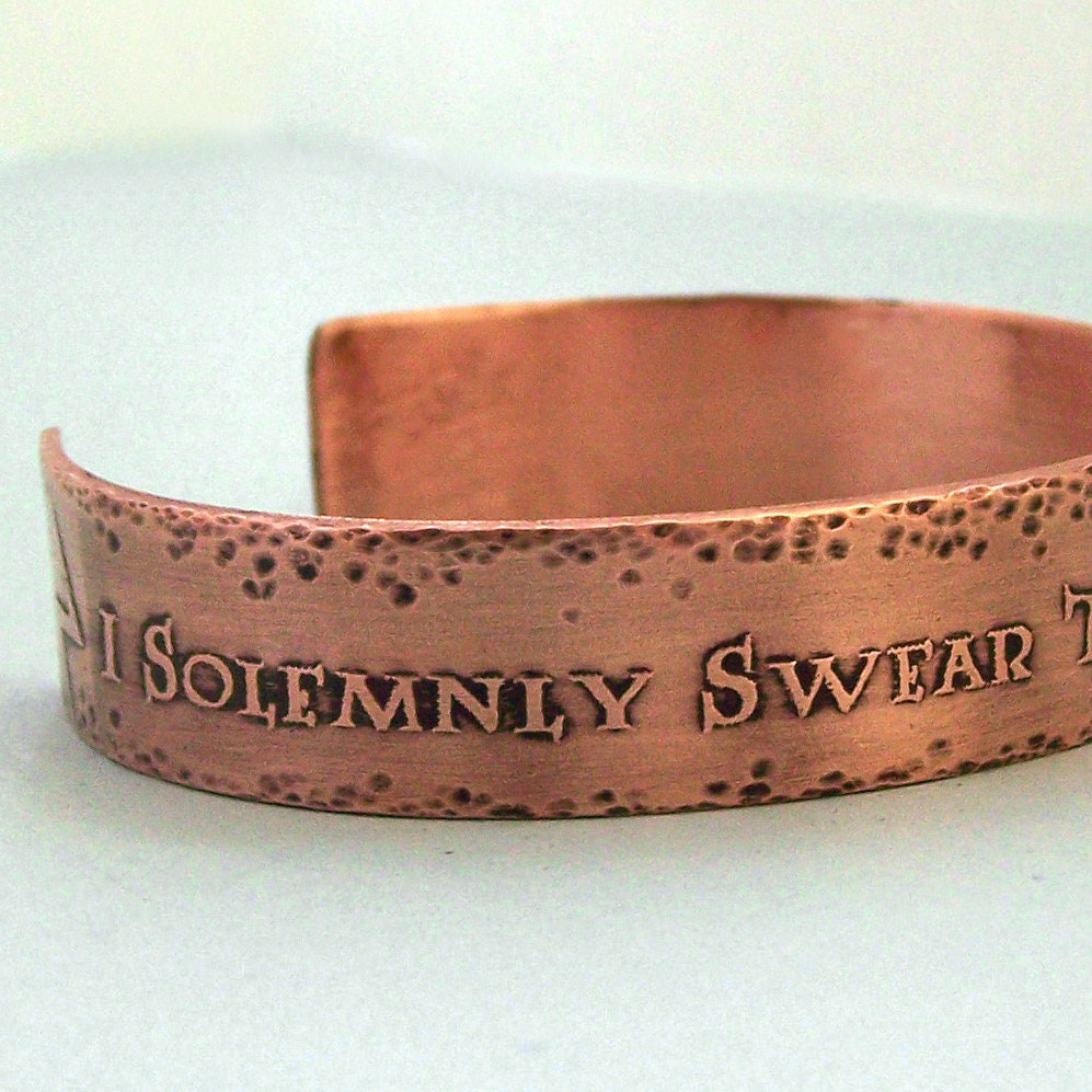 I solemnly swear that I am up to no good - Etched Copper Cuff Bracelet - Harry Potter Jewelry