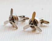 ON SALE Propeller Steampunk Cufflinks Antiqued Silver Metal Men's Accessories