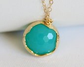 ON SALE Mint Blue Gold Necklace,Mint Necklace,Bride,Wedding,Something Blue. Bridesmaid Necklace,Wedding Necklace,Silver Necklace