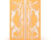 Bird Gate - Poppy Orange - Paper Cut Greeting Card