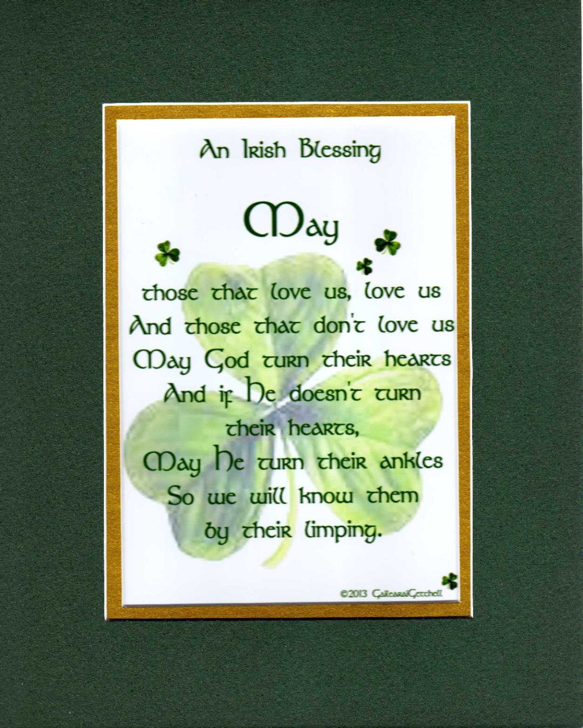 Irish Blessing Prayer Celtic Wedding Print Plaque 8" x 10" Double Mat