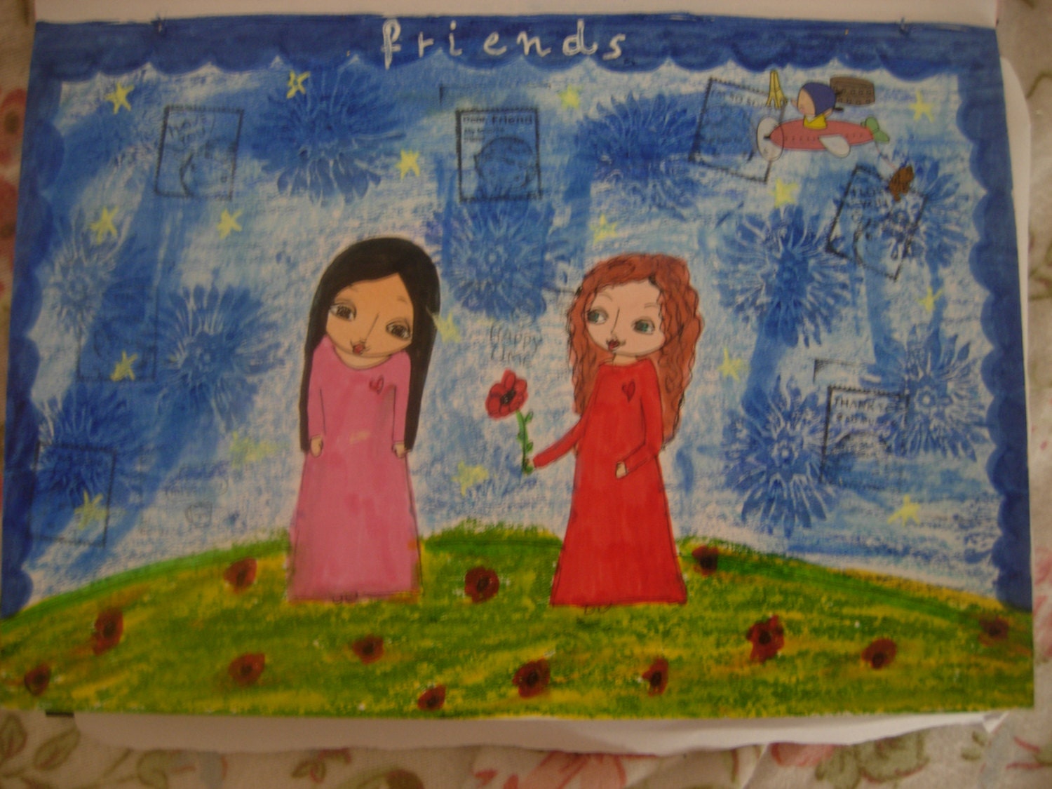Friends are like Stars you don't always see them but they are always there- mixed media art print by a Pink Dreamer