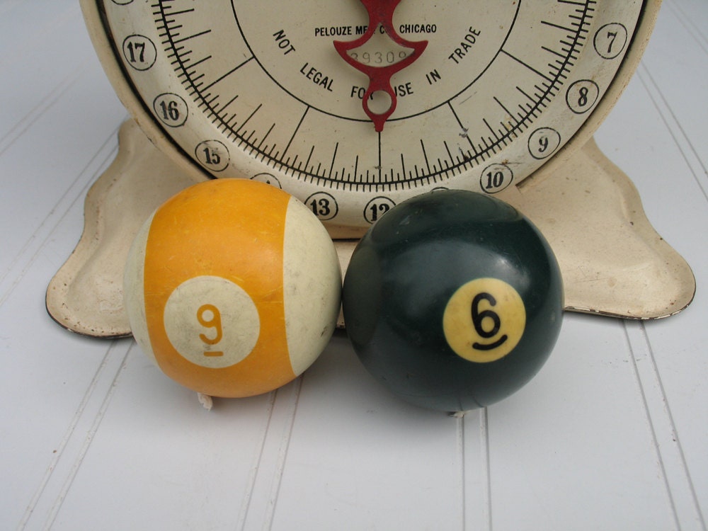 Vintage Pool Balls Number 6 and 10 Billiard Balls