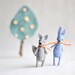 mini pocket bunny - blue miniature pastel felt rabbit by mountroyalmint