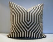 20 x 20" Designer Pillow Cover - Schumacher Mary McDonald Vanderbilt Velvet in Dove