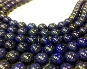 Full Strand 10 mm. Lapis Lazuli Stone Smooth Round (mj38)