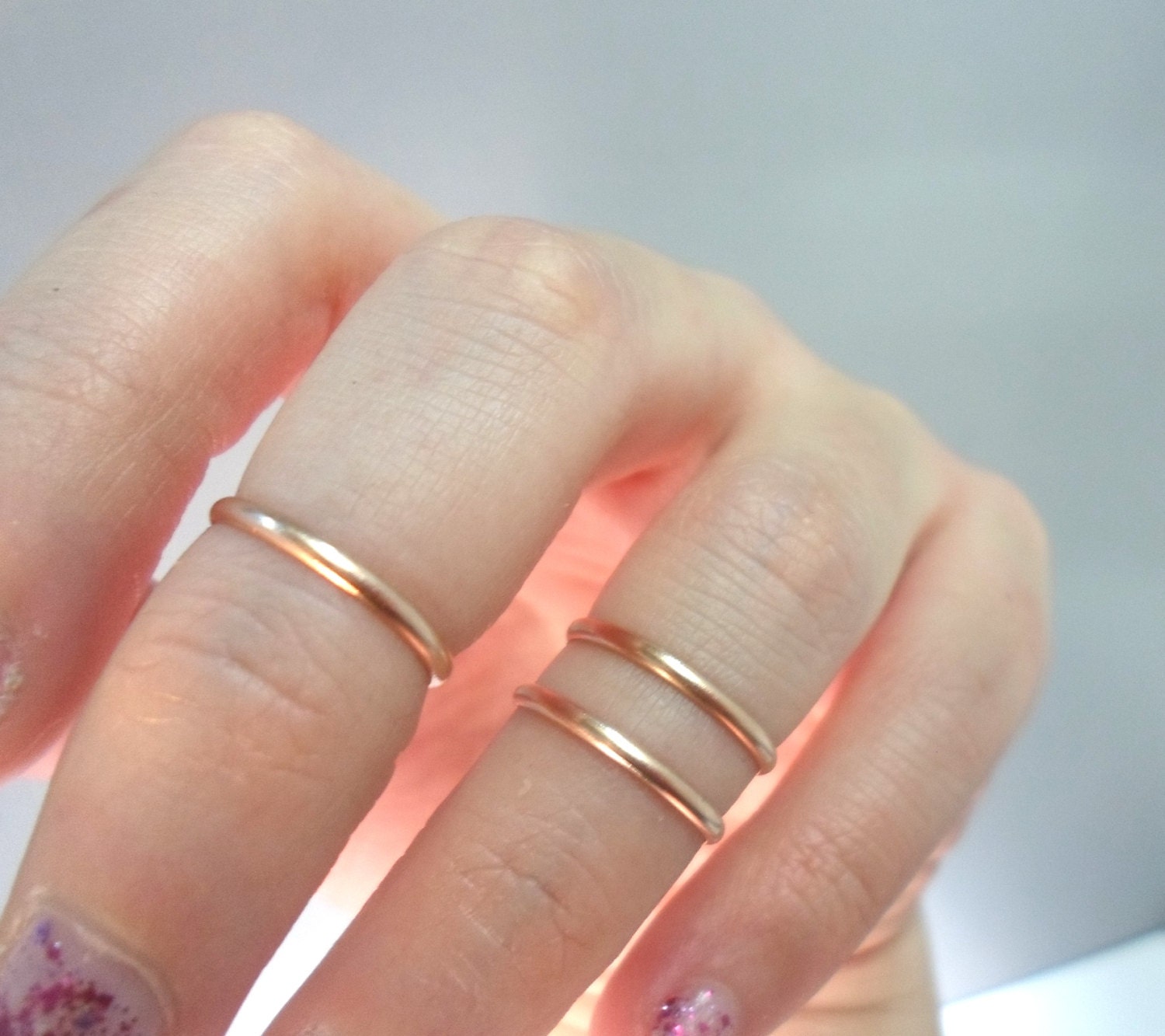 Three layering above the knuckle 14k Pink Gold Filled Knuckle Rings