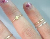 Tiny Star Knuckle Ring -Layering Above the Knuckle Gold Brass Stackable Ring
