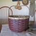 Primitive Round Painted Basket with Wooden Bottom