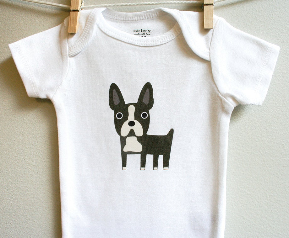 Baby clothes, boston terrier. Long or short sleeve. Your choice of size.