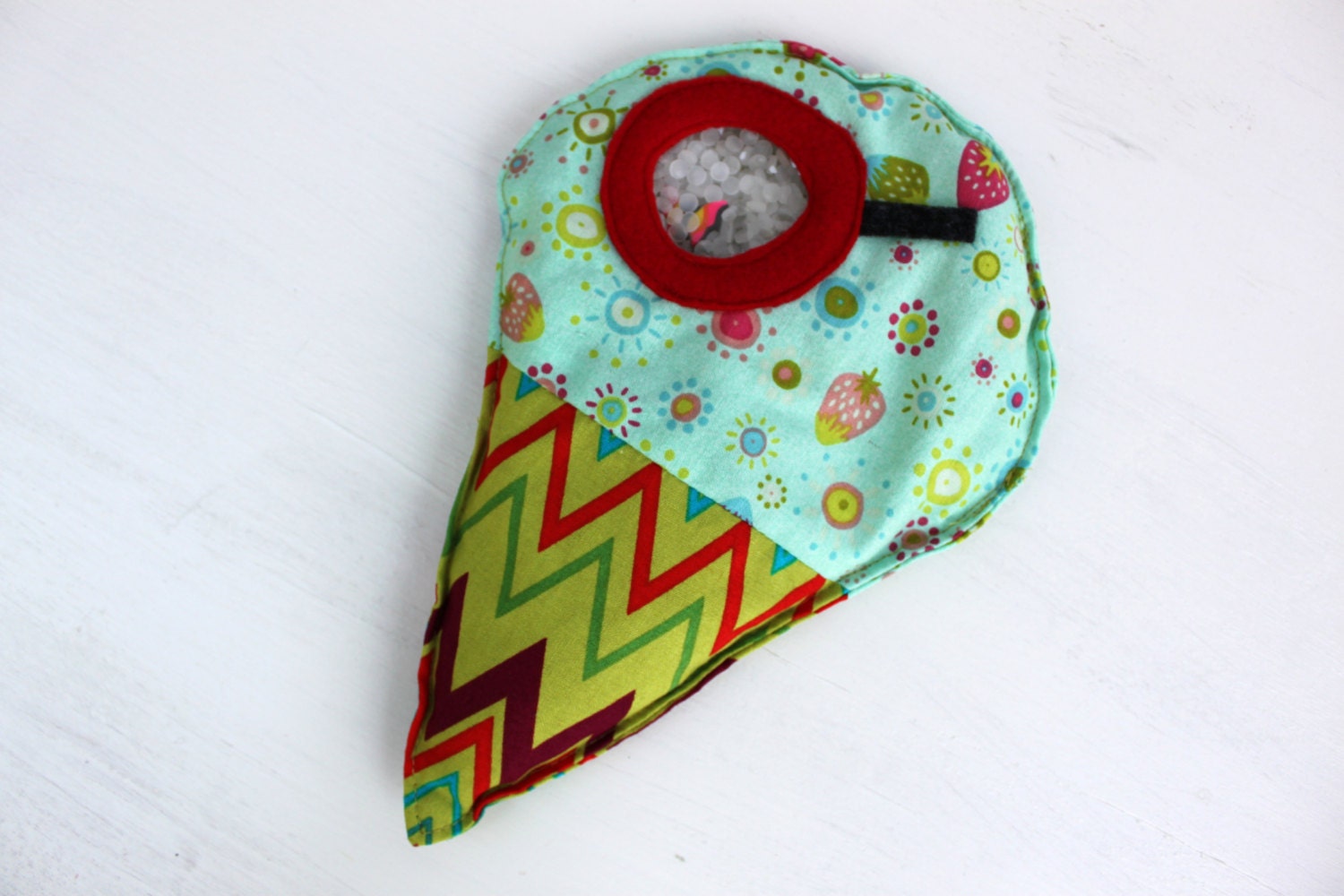 Ice Cream I Spy Bag Travel Toy, Eye Spy, Search and Find Quiet Toy,  green chevron stripe cone & Blue berry