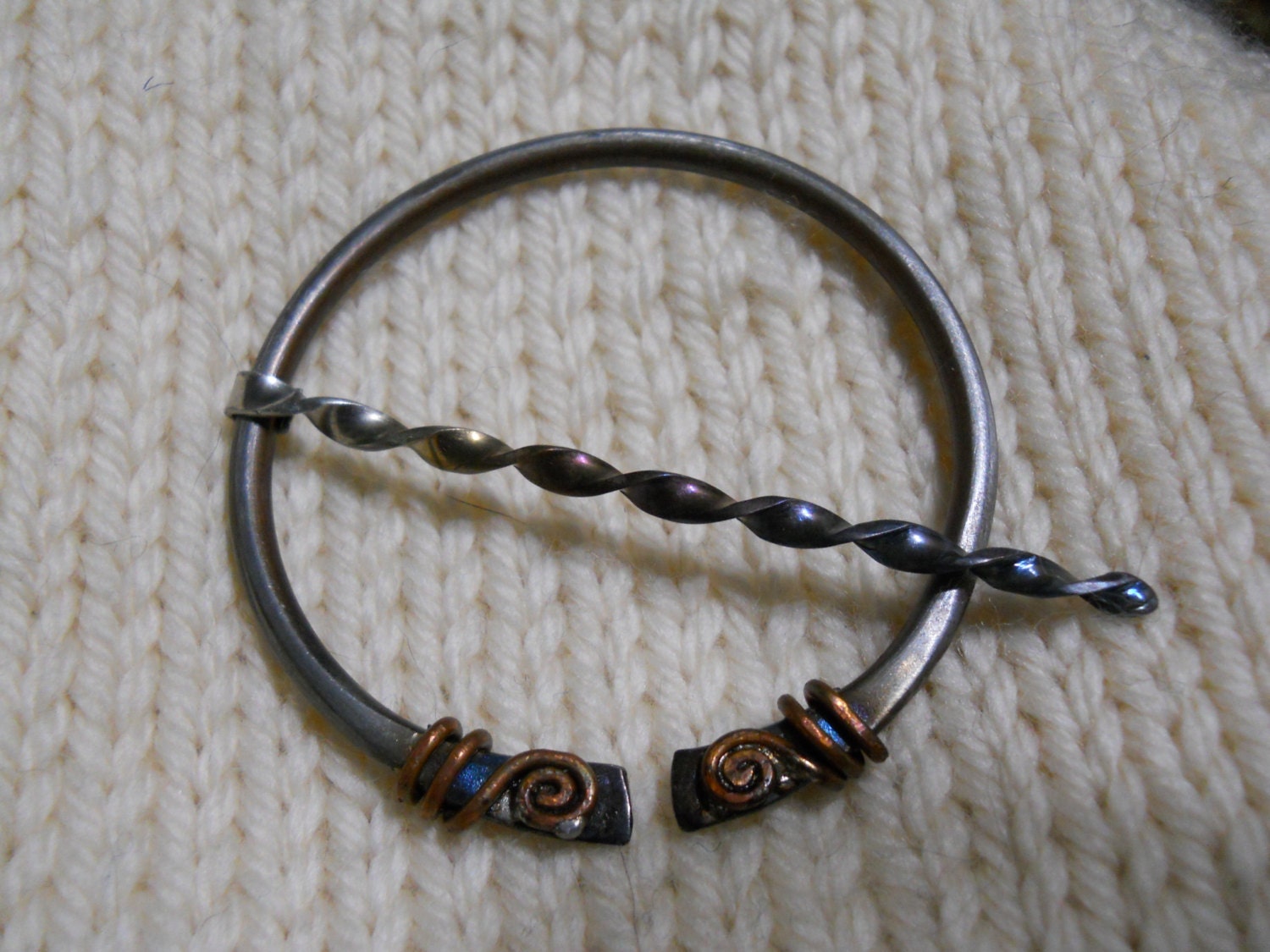 Titanium and Copper Penannular Brooch Kilt Pin