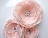 Pink Fabric Flower Trio Brooch or Sash Pin