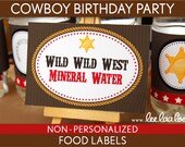Cowboy Birthday Party - Food Labels & Bonus: Toothpick Flags NonPersonalized Printable // Cowboy - B11Nc Il_170x135