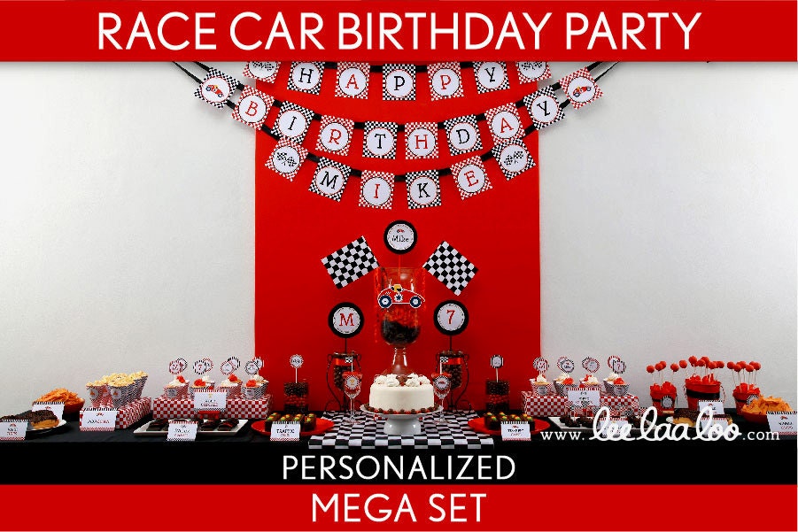 Race Car Birthday Party Package Collection Set Mega Personalized Printable // Vintage Race Car - B1Pz2 Il_570xn