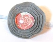 Gray and Pink Felt Flower Pin, Brooch, Flower Accessory