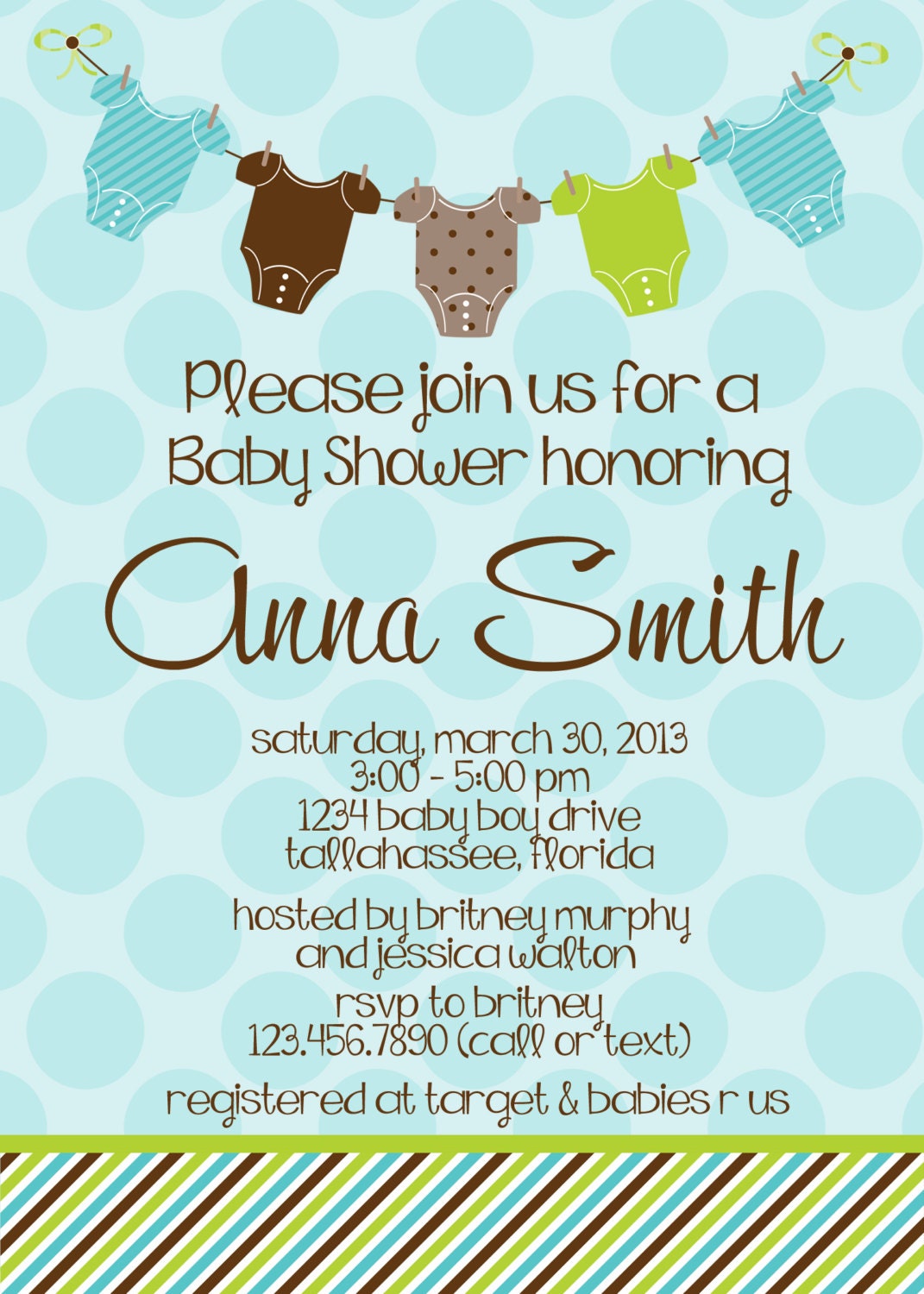 Onesie Baby Boy Shower 5x7 Invitation - PRINTABLE Il_170x135
