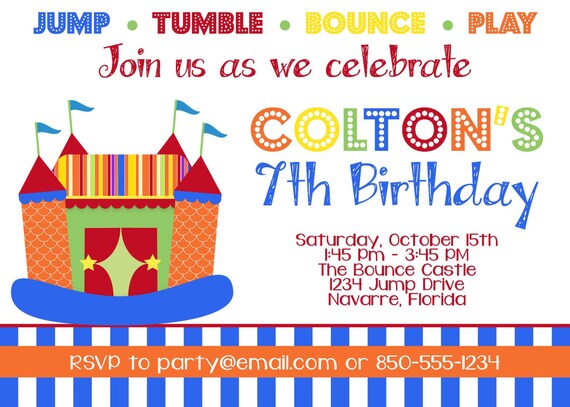 Bounce House Birthday Party - PRINTABLE Il_570xn