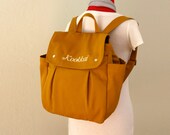 Name personalized Dark Mustard Backpack / Rucksack / Canvas bag / School bag / Diaper bag / Travel bag / Unisex / 3 Compartments - Hana