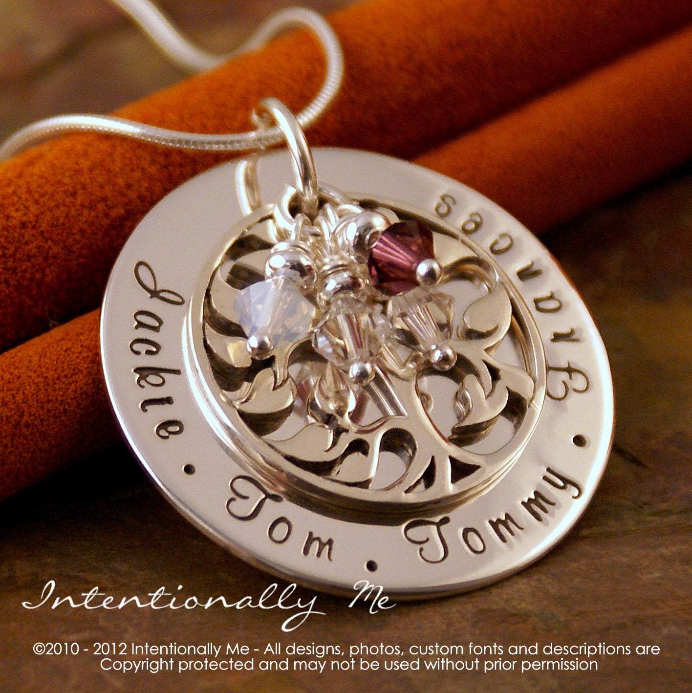 Personalized Hand Stamped Grandma Jewelry - Sterling Silver Family Tree Necklace - My Family