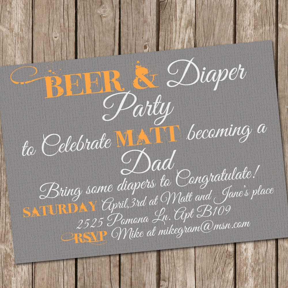 Beer and Diaper Baby Shower Invitation Beer and Diaper Party Printable Personalized 120115-J1-1C Il_170x135