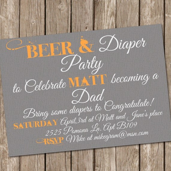 Beer and Diaper Baby Shower Invitation Beer and Diaper Party Printable Personalized 120115-J1-1C Il_570xn