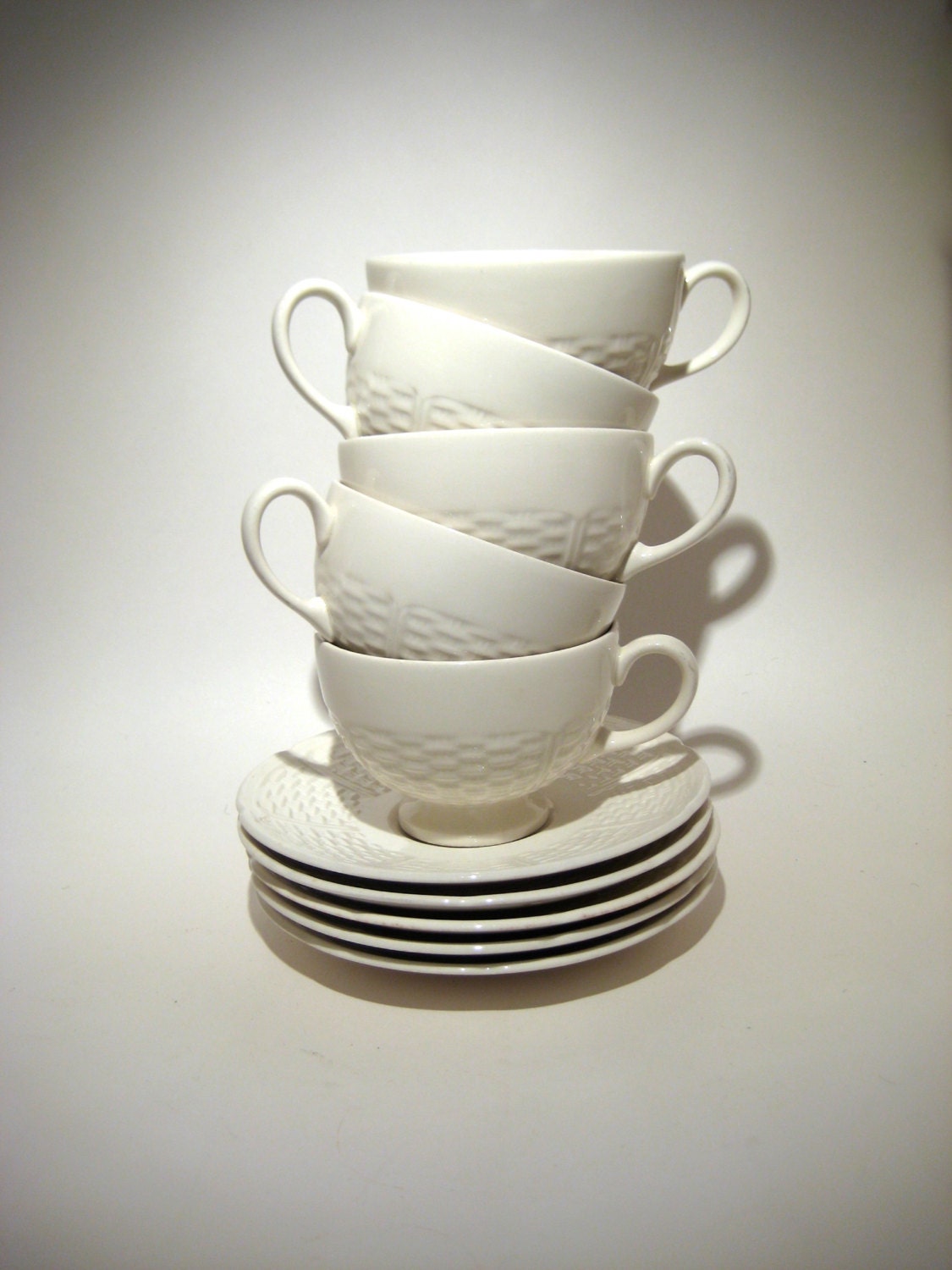 Wedgwood Willow Weave Cream Cups and Saucers
