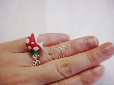 GUO GUO'S- Handmade polymer clay Super Mario Youch Piranha Ring Set, made to order