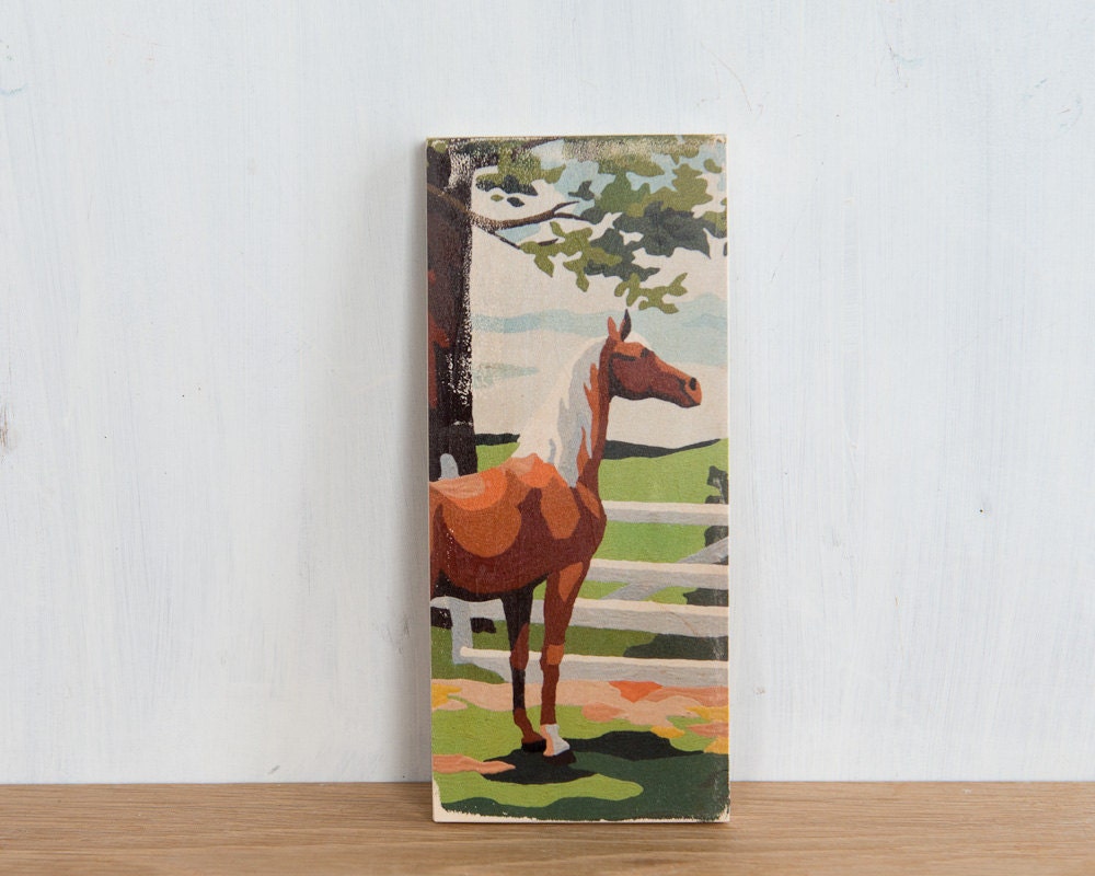 Paint by Number Art Block 'Horse' - vintage, trees, ranch, horse farm