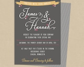 Printable Wedding Invitation Double Sided 5x7 Sweet Floral Folk Art