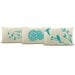 Owl pillow - Decorative throw pillows - fresh decor - Owl print in turquoise and natural beige - 12x18 lumbar pillow cover