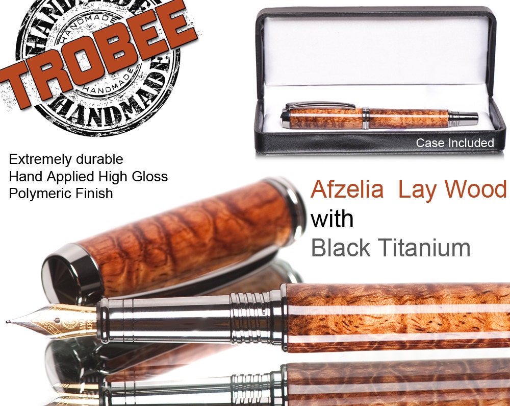 Professional wood fountain pen was handcrafted on a lathe in the Trobee Pen Studio