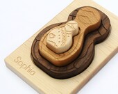 Personalized Toy, Nesting Doll Puzzle, organic chunky wood puzzle for babies and toddlers