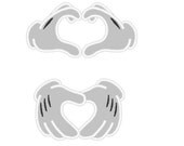 Magic Miss or Mister Mouse valentine hand heart - machine embroidery fill stitch and applique designs for hoop 4x4, 5x7 and 6x10