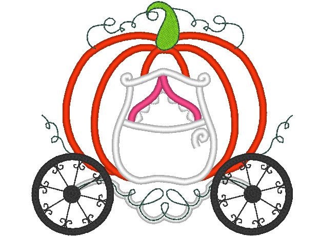Cinderella Princess Pumpkin Carriage - link to comparable horse included - machine embroidery applique designs, 4x4, 5x7, 6x10