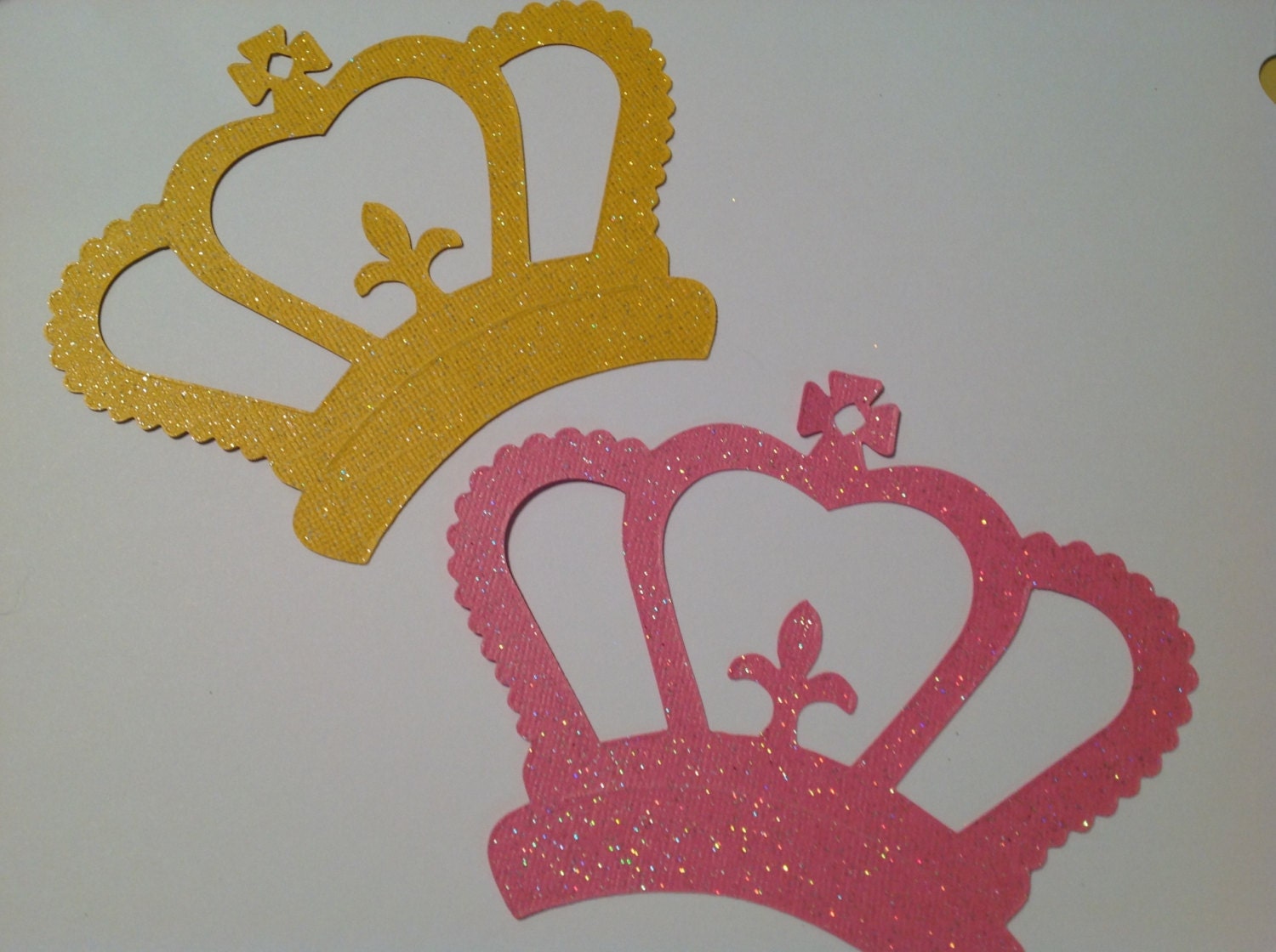 12 pink and gold glitter large crown embellishments- confetti- table decorations- princess party- birthday- baby shower- wedding