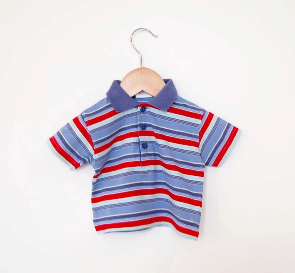 Vintage French Striped Polo Shirt - Size 3 Months