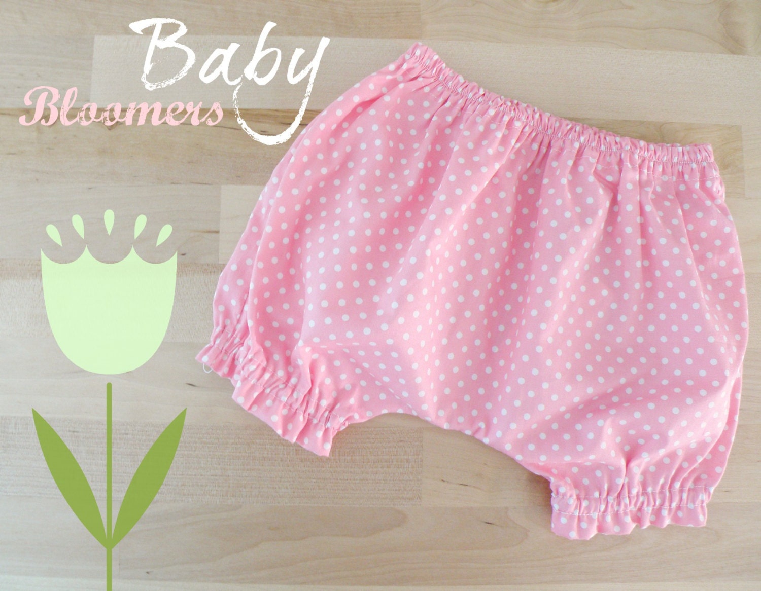 Pink Baby Bloomers - Spring and Summer baby diaper cover - Polka dots bloomers