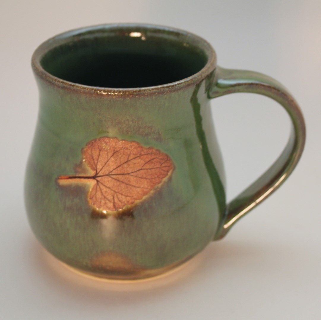 Wheel Thrown Stoneware Catnip Mug in Seaweed Green