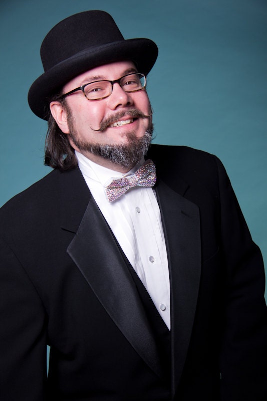 The Northern Lights Tie: White Bowtie with Crystal AB Swarovski Rhinestones