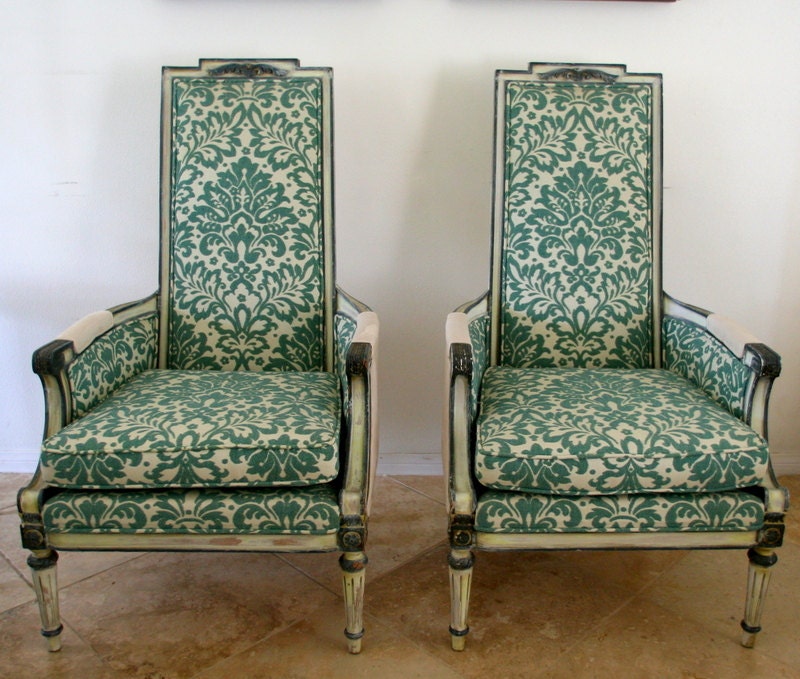 Mid Century Chairs Recovered Reconditioned Decorator Fabric