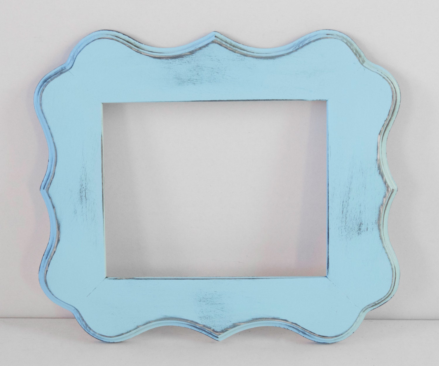 11x14 REAL WOOD Distressed Whimsical Picture Frame 2013 style aqua blue - choose your color - pastel nursery decor photography prop