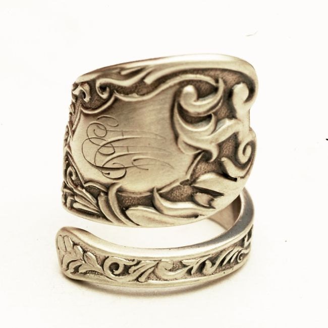 Spoon Ring Vintage Victorian Sterling Silver Spoon Ring, Handmade in Your Size (3773)