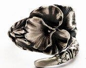 Spoon Ring Reed & Barton Sterling Silver Floral Pansy Spoon Ring, MADE in Your Size (4288)