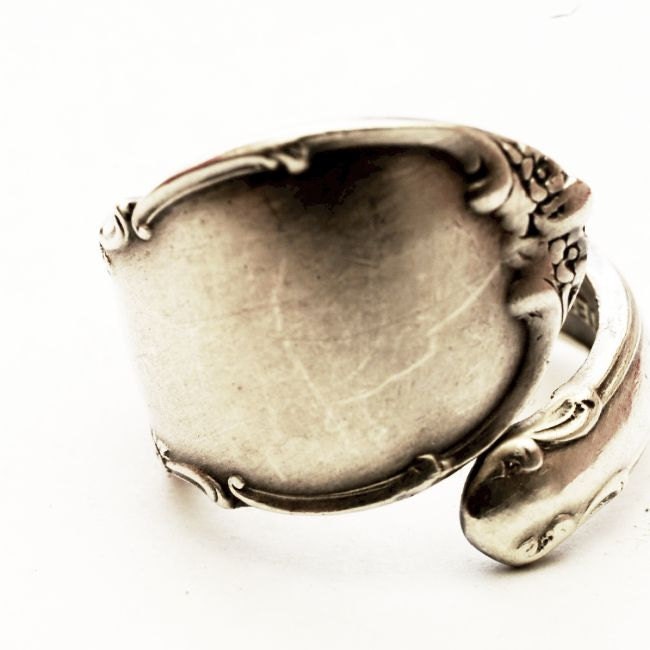 Small Vintage Buttercup Floral Sterling Silver Spoon Ring, Handmade in Your Size (3569)